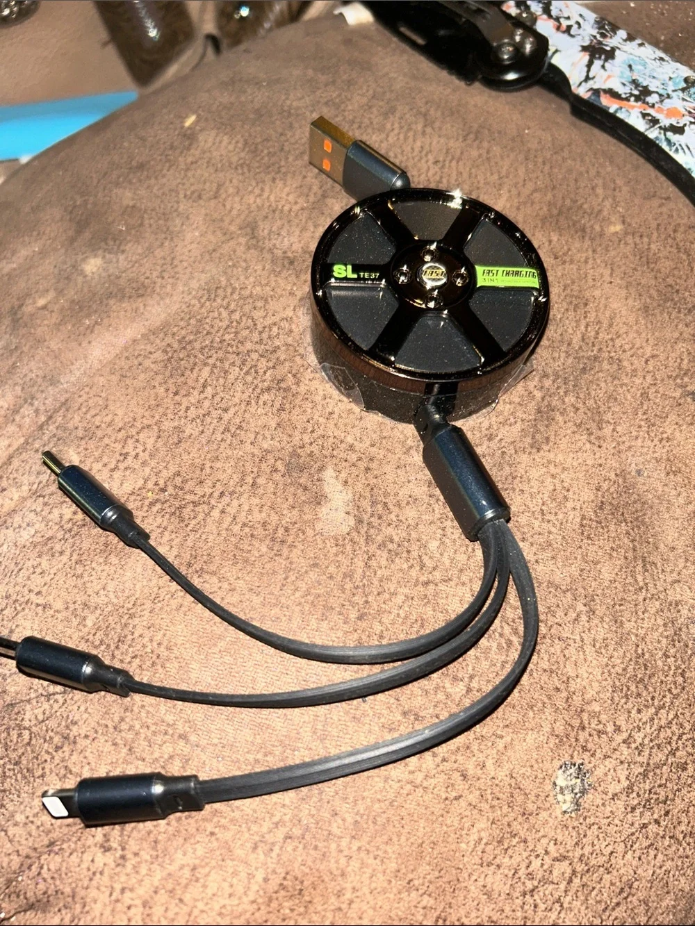Retractable 3-in-1 Charging Cable with USB-A